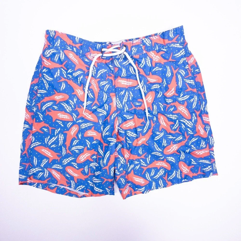 Trunks Surf & Swim Co. Men's Medium Swim Trunks Sharks Blue